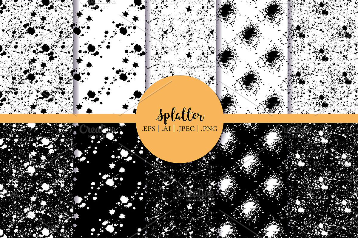 Paint Splatter & Stroke Patterns, a Pattern Graphic by NKTN graphics