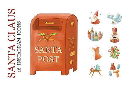 16 SANTA Instagram highlight icons.