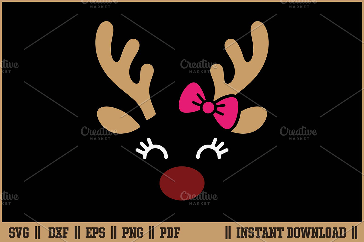 Cute Reindeer Christmas Deer SVG, a Seasonal Illustration by Handy Arts Studio (Photo 1 of 3)