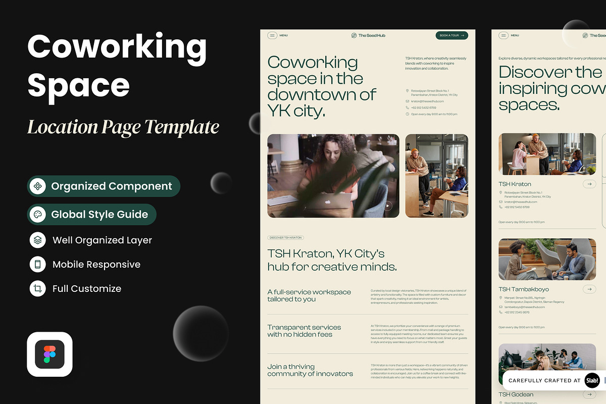 Coworking Space Locations Page, a Websites & App Template by SLAB! Design (Photo 1 of 6)