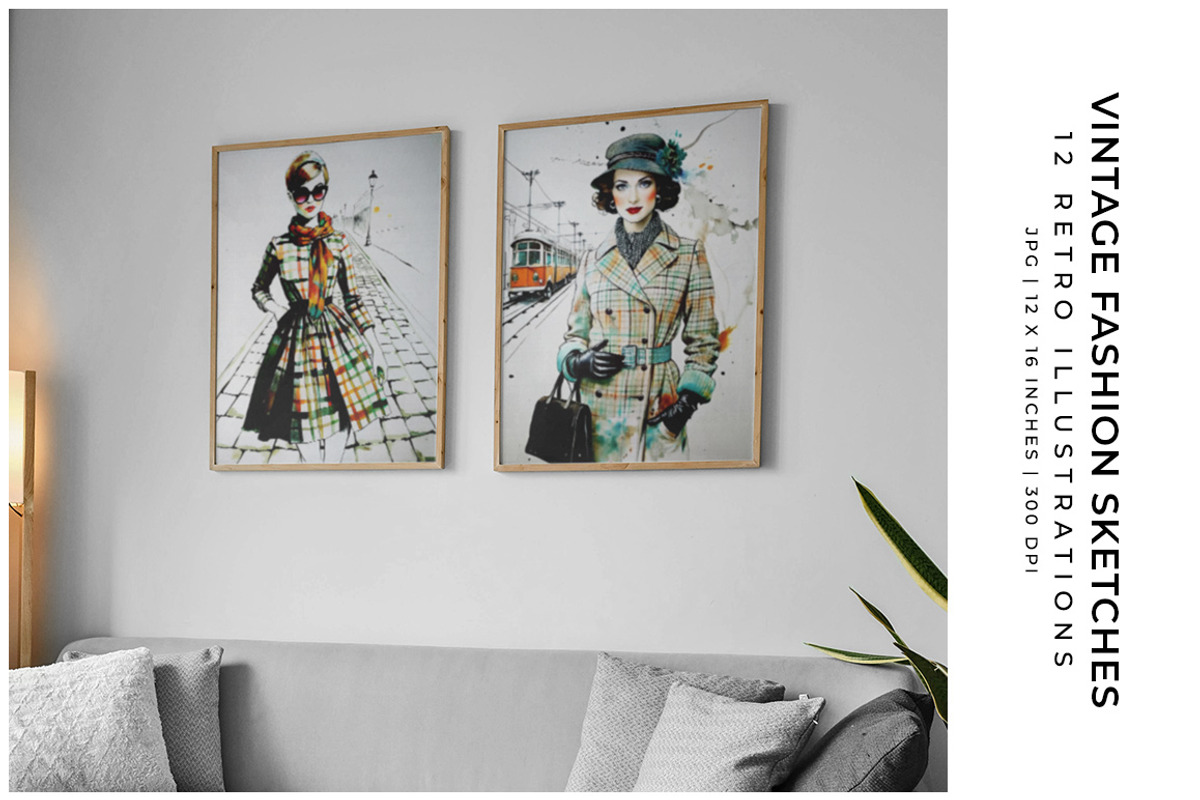 Vintage Fashion Sketches, a Person Illustration by Digital Art Creations (Photo 6 of 7)