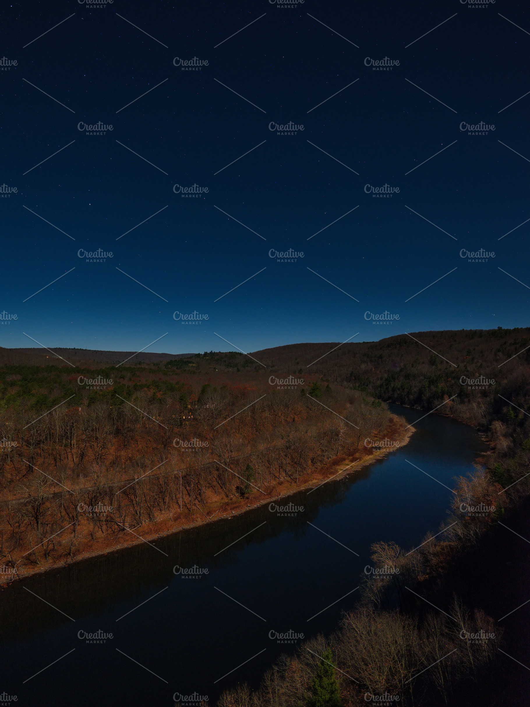 Night sky over the Delaware river, a Nature Photo by Andriy Photography