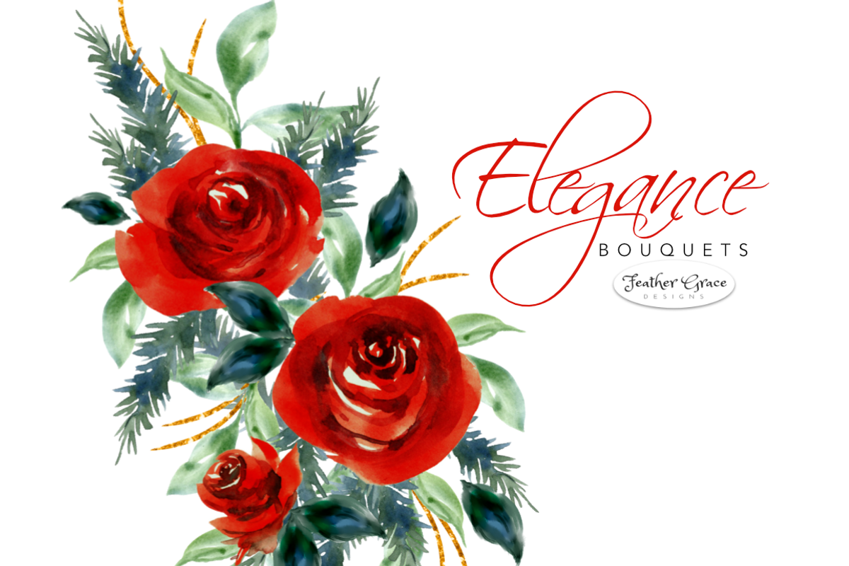 Watercolor Red Flowers - Christmas, an Illustration by Feather Grace Designs (Photo 9 of 12)