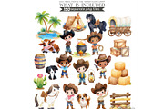 Watercolor Cowboy Clipart Bundle, an Illustration by CharmClipart (Thumbnail 3 of 10)