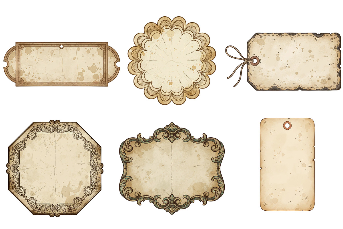 Vintage Tags Labels Junk Journal Kit, an Illustration by GatewayDesign (Photo 2 of 6)