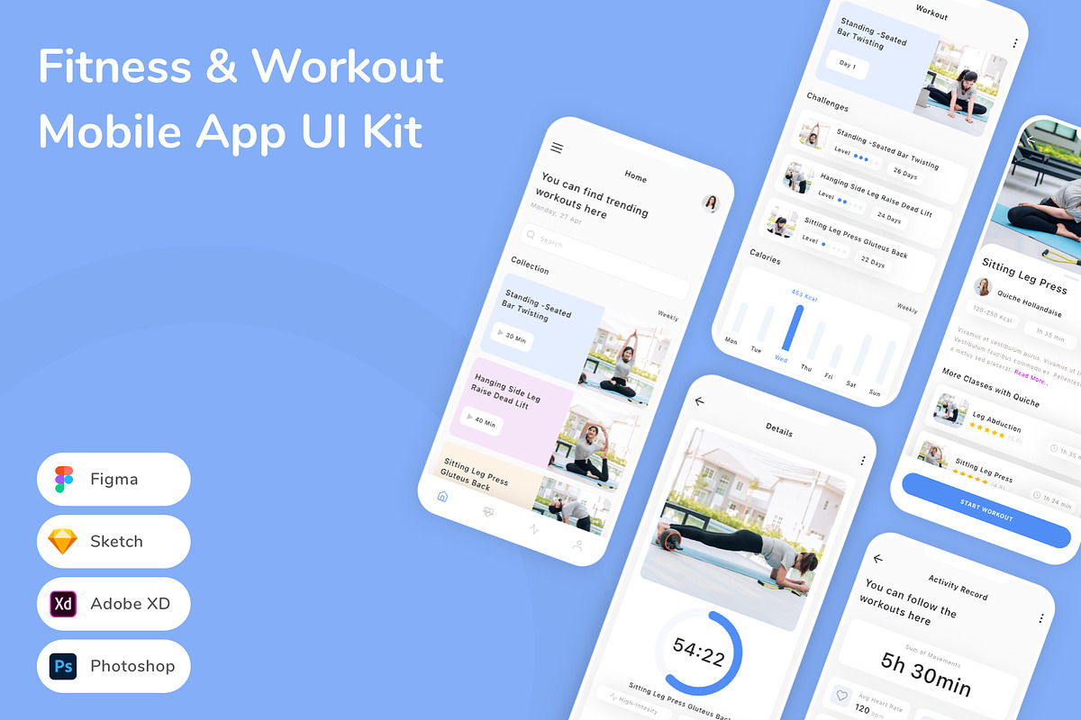 Fitness & Workout Mobile App UI Kit, an UI Kit Template by Betush
