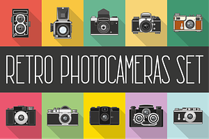 Set of retro photocameras and stuff