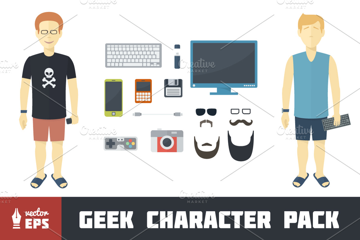 Geek Character Pack, an Illustration by Alex Serada