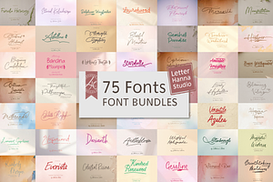 Mega 75 Handwriting Font Bundle, a Handwritten Font by Letterhanna Studio