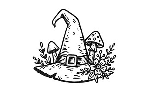 Creative witch hat design surrounded, an Illustration by ZinetroN