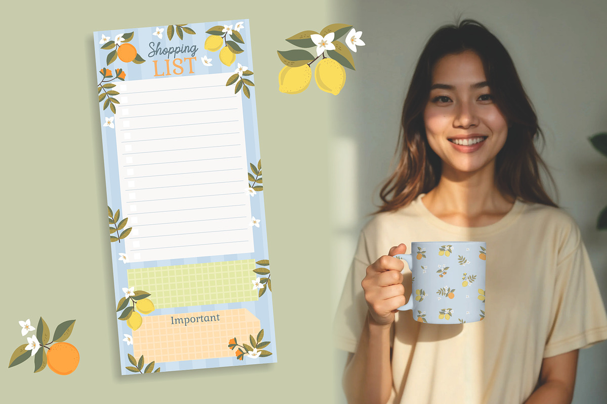 Citrus Pattern & Planner Set, a Graphic by Nina Bered Illustration (Photo 3 of 6)