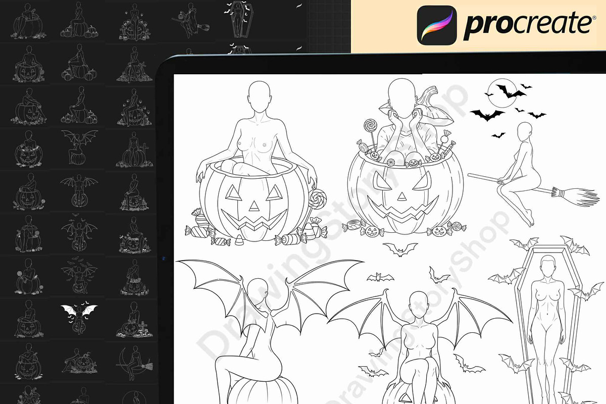 120 Procreate Halloween Anime Stamps, a Brush Add-On by DrawingStoryShop (Photo 3 of 6)
