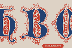 Latin Initials Gothic font family, a Blackletter Font by kaer_shop