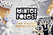 Winter Forest, an Animal Illustration by tuesok digital goods (Thumbnail 1 of 9)