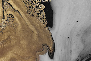 Fluid Art. Metallic gold and gray abstract waves. Marble effect background or t