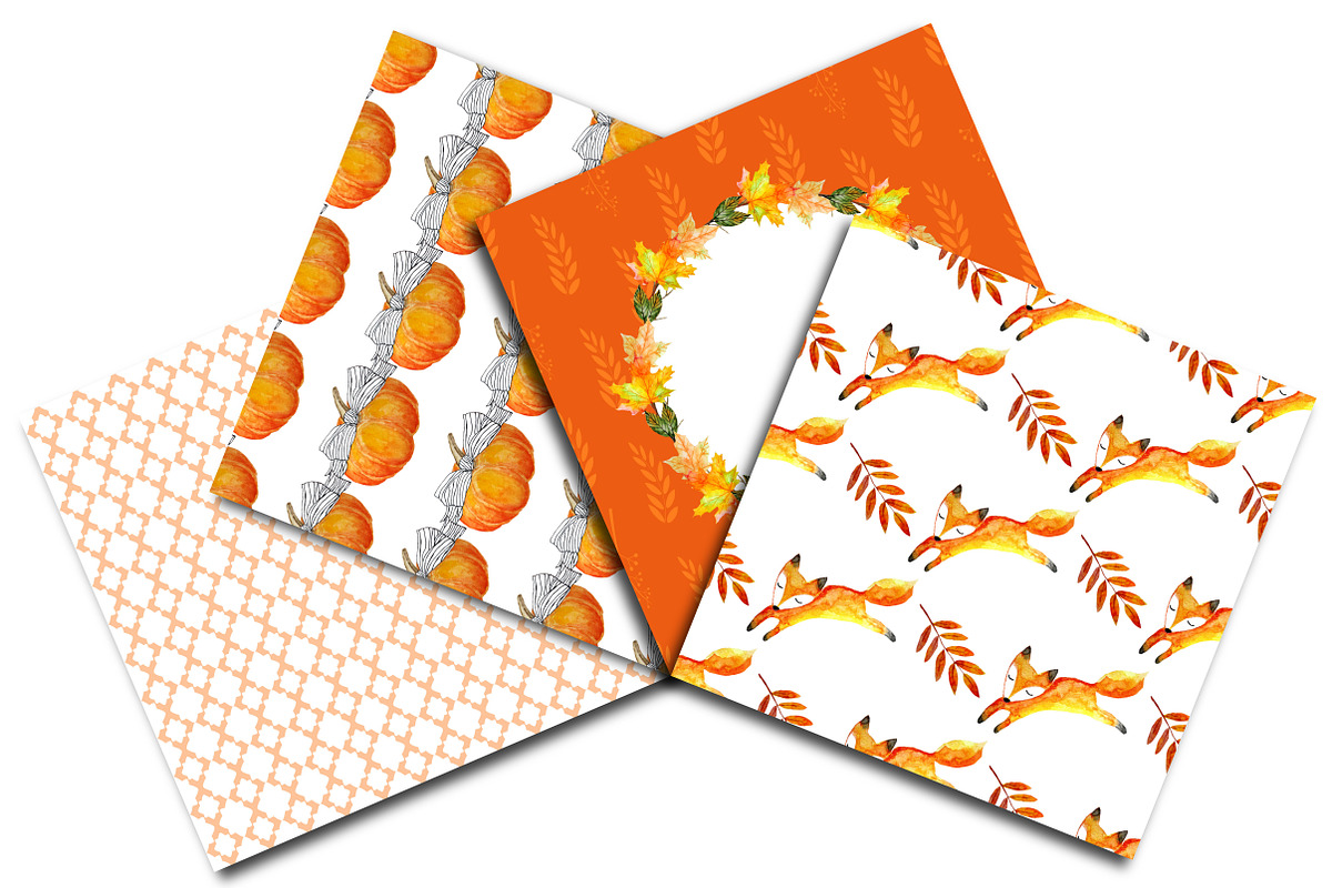 Autumn Digital Paper Watercolor, a Pattern Graphic by Annakristal (Photo 4 of 4)