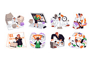 People work overtime concept set, a Work Illustration by PaperTrident (Thumbnail 1 of 9)