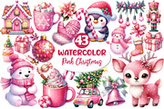 Pink Christmas Sublimation Clipart, an Illustration by Dream Creation (Thumbnail 1 of 5)