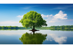 green tree summer background ai, a Nature Photo by pikepicture