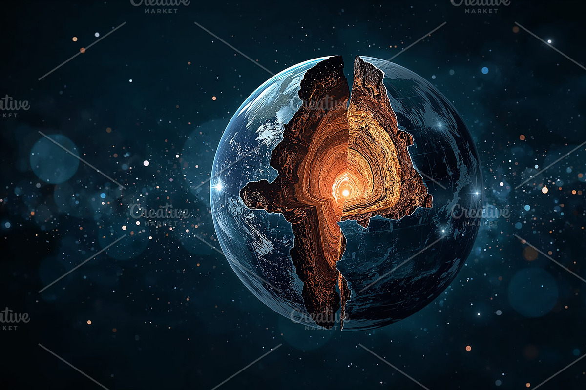 Displaying Earth cross-section, an Illustration by wavebreak