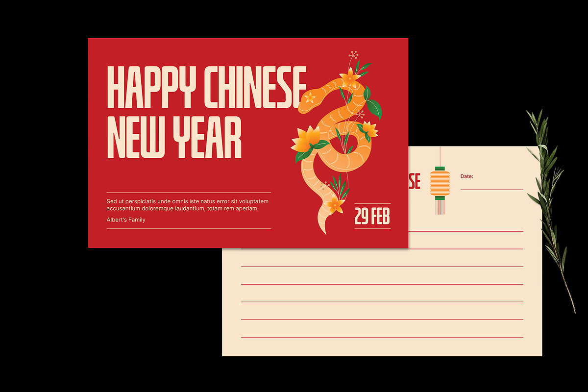 Red Chinese New Year Greeting Card, a Card Template by Neermana (Photo 2 of 4)