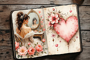 Vintage Valentine Junk Journal Pages, a Decorative Illustration by GalaDesign03 (Thumbnail 8 of 9)