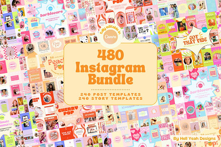 480 Instagram Templates, a Social Media Template by HellYeahDesigns