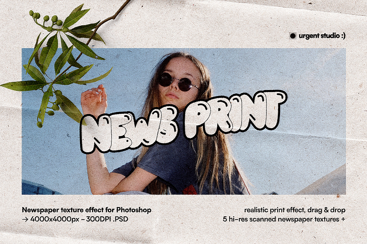 Newspaper Texture Effect Kit, a Texture Graphic by urgent studio (Photo 6 of 6)