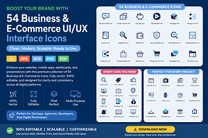 54 Business & E-Commerce UI Icons, an Outline Icon by taieefbakshi