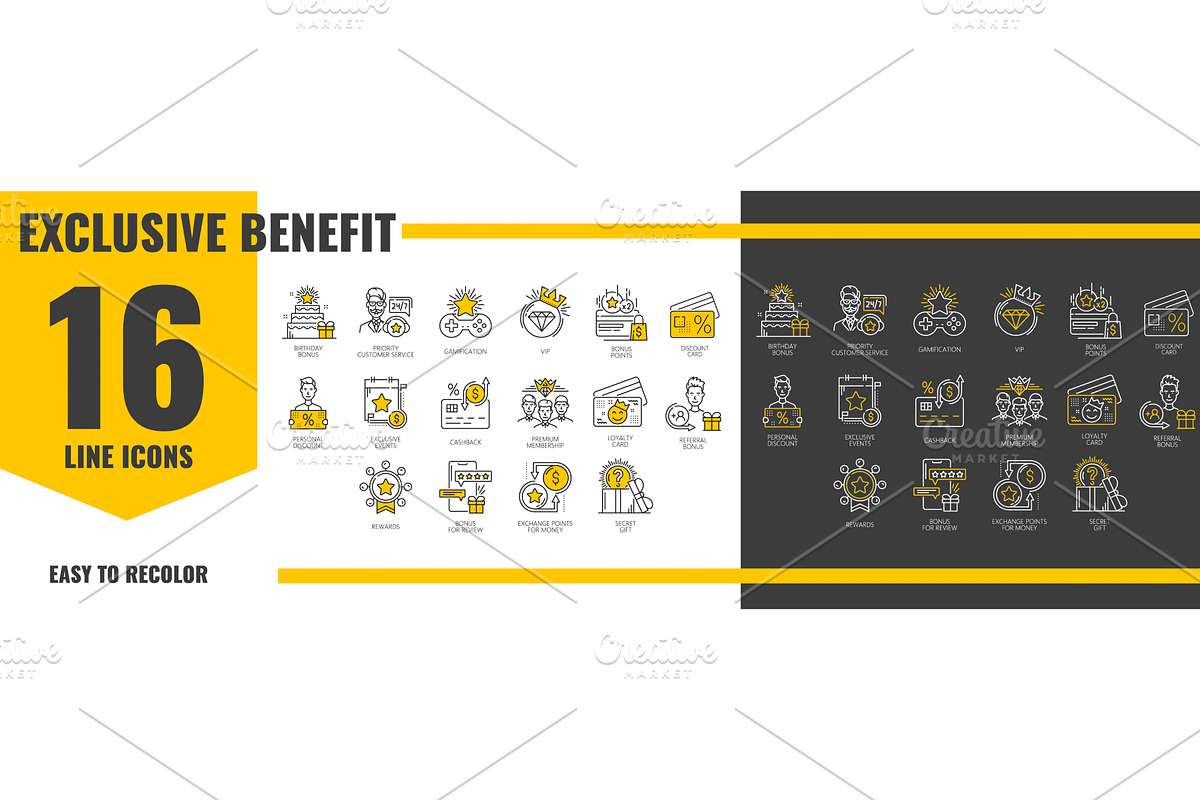 Exclusive benefit loyalty icons, a Finance Illustration by Vector Tradition