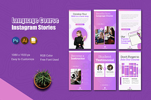 Language Course Instagram Story, a Social Media Template by Esensifiksi.studio