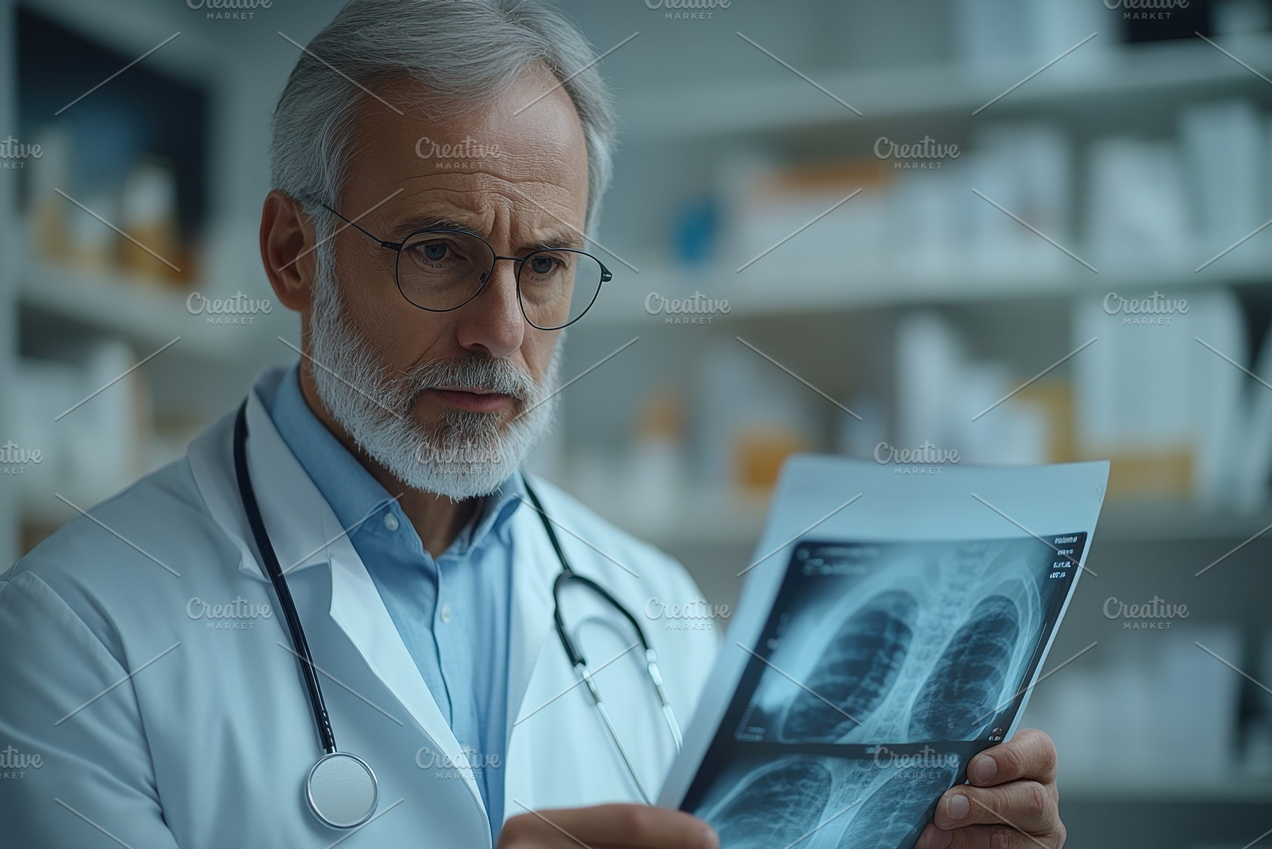 Doctor analyzing chest X-ray in a me, a Photo by Tanuart