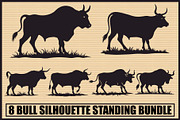 Standing Bull Silhouette Pack, an Illustration by jahid234 (Thumbnail 1 of 9)