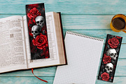 Skull Flower, Halloween Bookmark png, an Illustration by Watercolor design (Thumbnail 2 of 3)