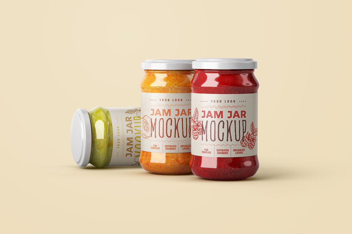 Jam Jar Mockup Set | Label Design, a Cups & Container Mockup by Deeplab (Photo 14 of 15)