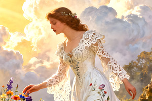 Maiden in the Sun, a Person Illustration by Sharon Schwalbe