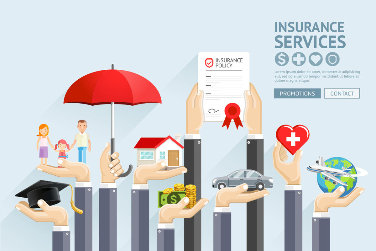 Insurance Hands Services., an Education Illustration by Graphixmania