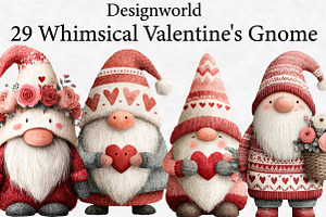 Whimsical Valentine's Gnome Clipar, an Illustration by Designworld