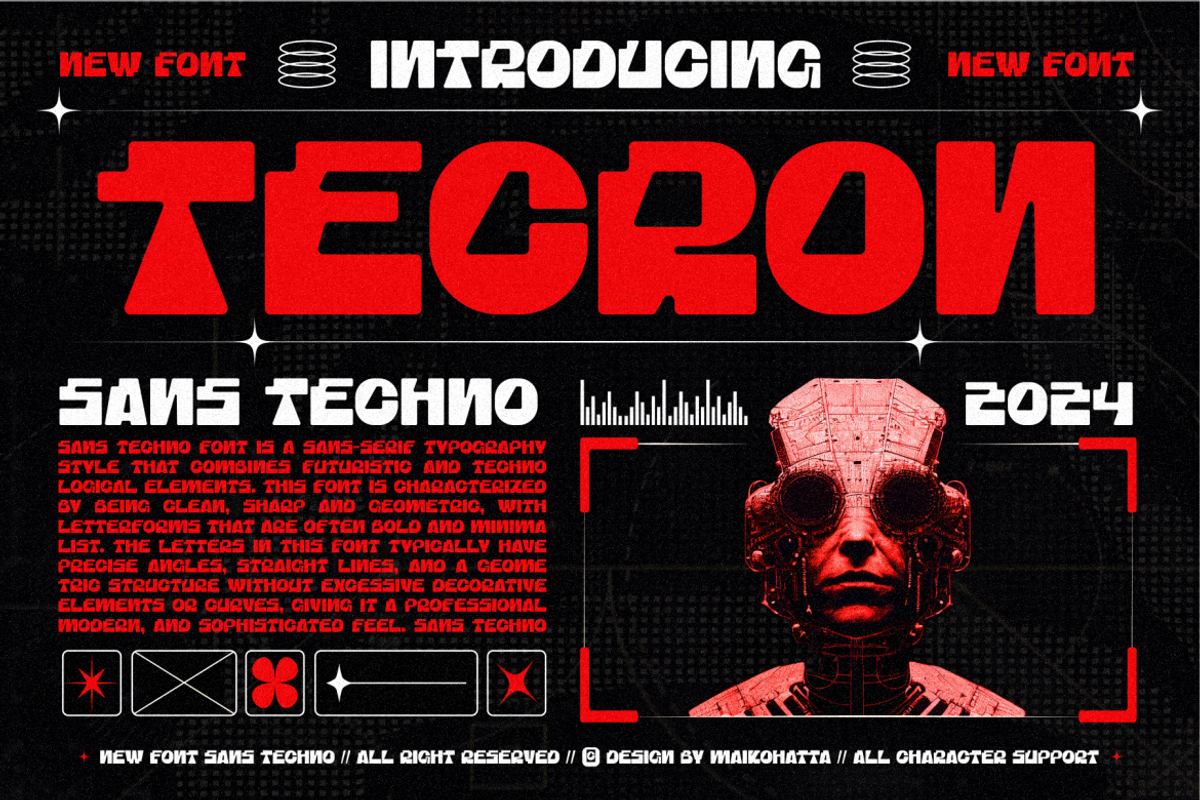 Tecron - Sans Techno Font, a Handwritten Font by MaikoHatta (Photo 1 of 7)