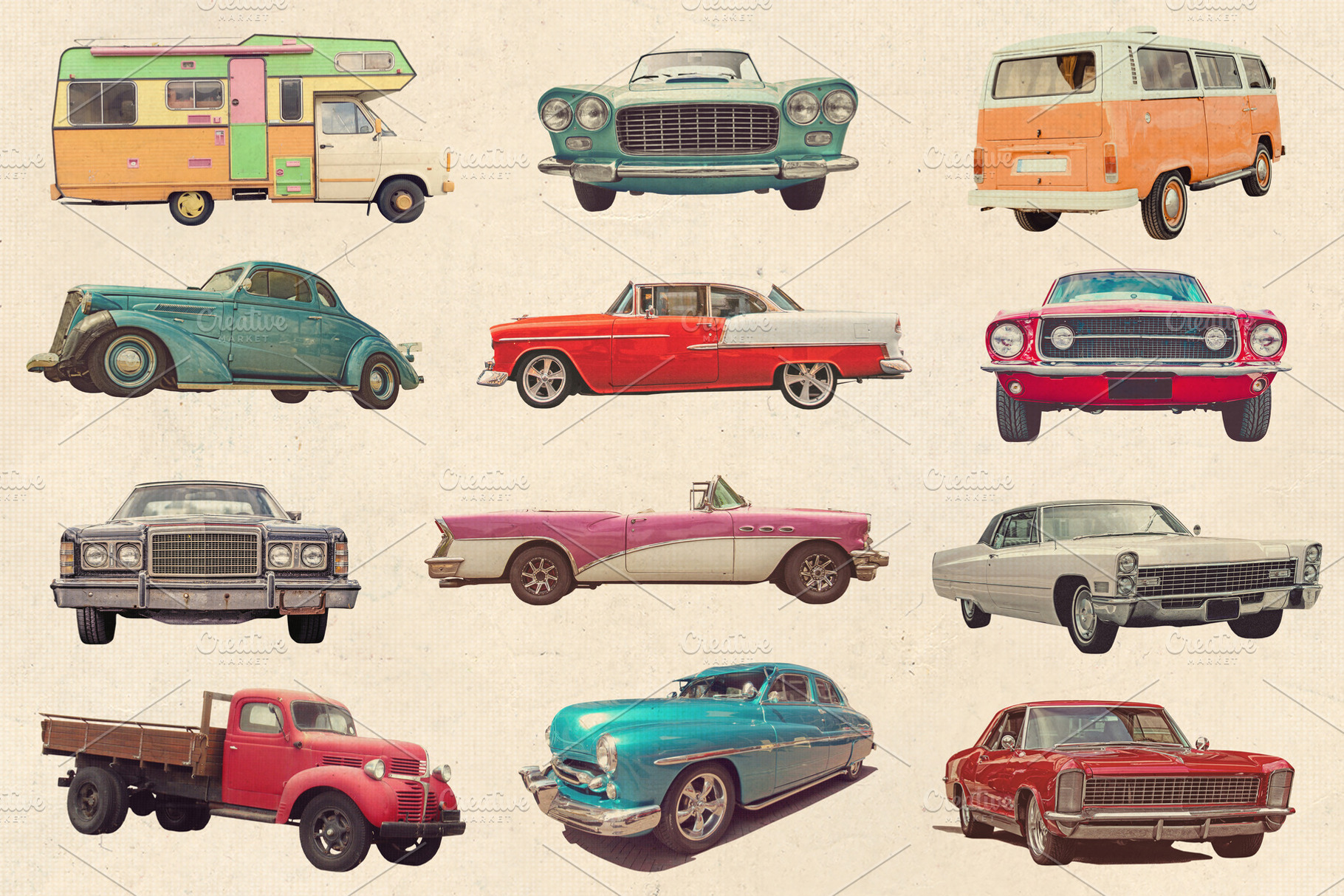 Retro vintage car collage cutouts, a Transportation Photo by BOOCYS