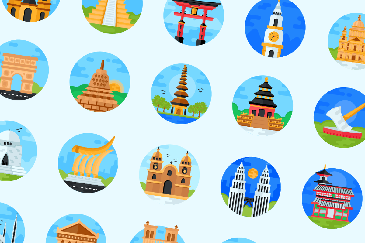 Flat Landmarks Icons, a Duotone Icon by Brickclay (Photo 2 of 8)