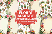 Floral Market Junk Journal Kit, a Background Graphic by Printable Pretty Studio (Thumbnail 1 of 3)