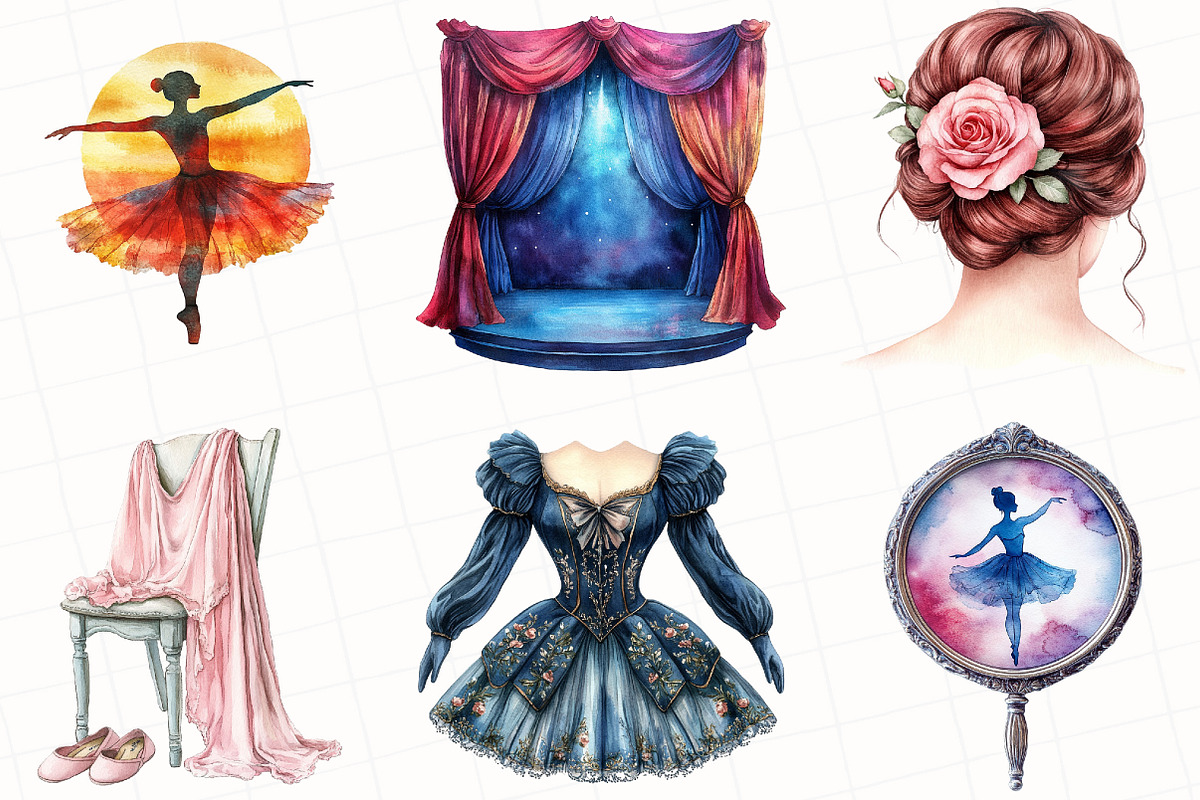 Watercolor Ballet Whisper Clipart, an Illustration by OK Design (Photo 4 of 5)