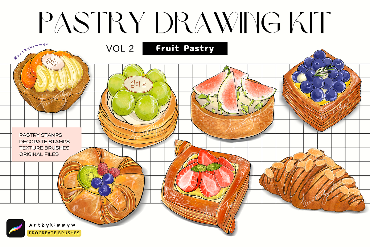 Procreate Fruit Pastry Brush Pack, a Brush Add-On by Artbykimmyw (Photo 1 of 8)