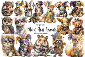 Quirky Mardi Gras Animals Sublimatio, an Illustration by Designworld