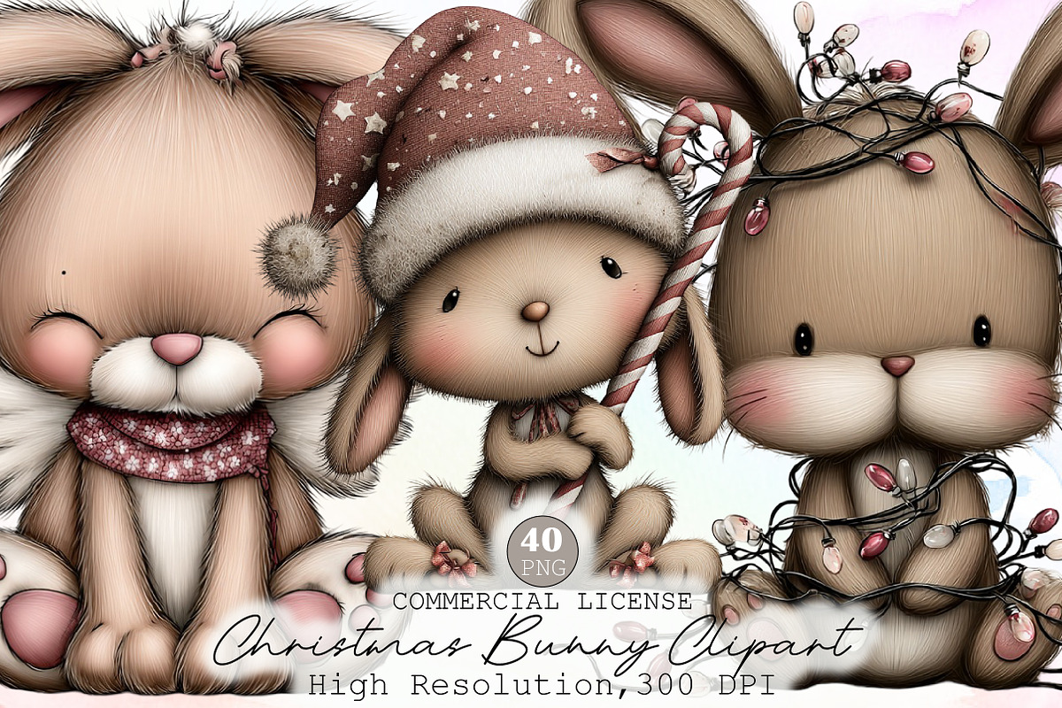 Christmas Bunny Clipart Bundle, an Illustration by Sublimation Artist (Photo 1 of 6)