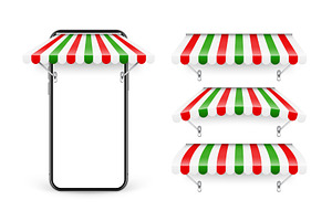 Smartphone with shop sunshade, metal, a Texture Illustration by 32pixels