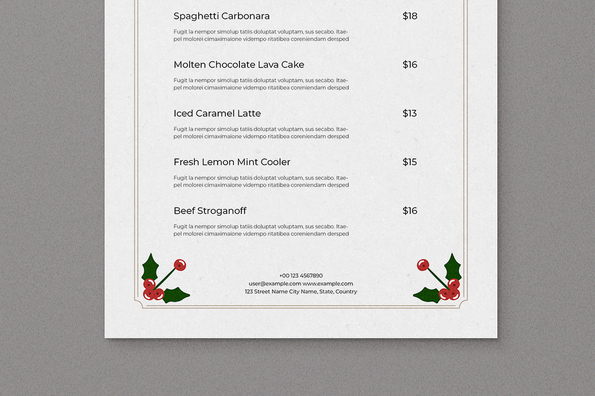 Christmas Food Menu for Restaurants, a Flyer Template by MightyDesign (Photo 5 of 8)