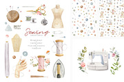 Sewing Supplies Clipart, an Illustration by Julia M. Watercolor (Thumbnail 1 of 13)