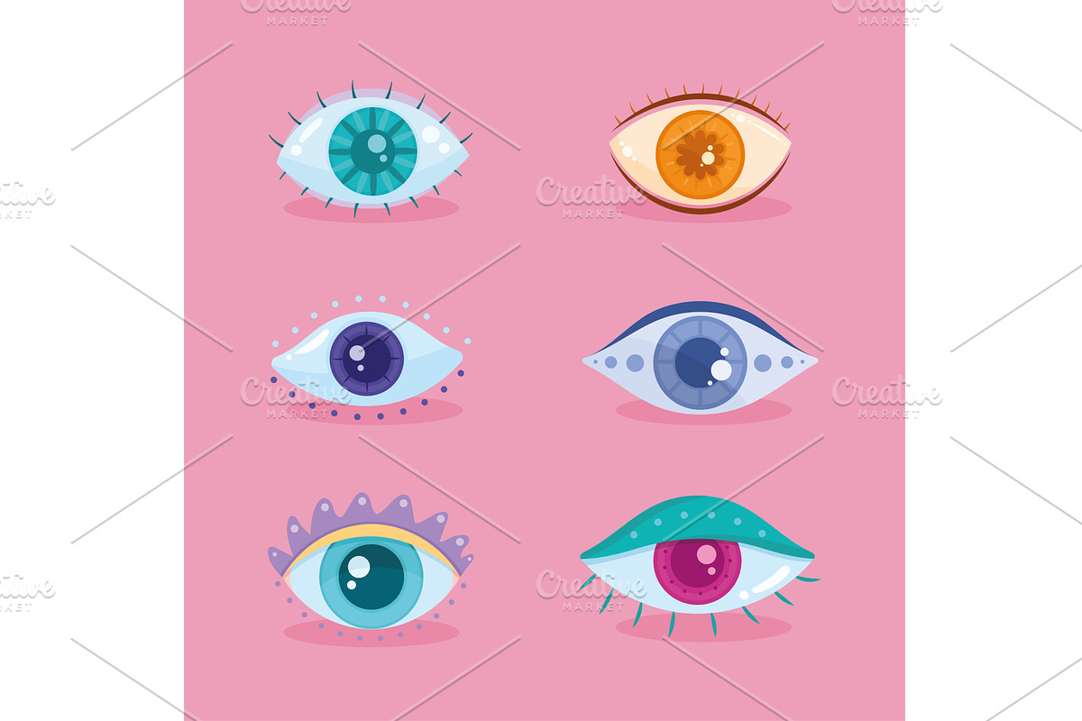 six eyes human icons, an Object Illustration by studiogstock